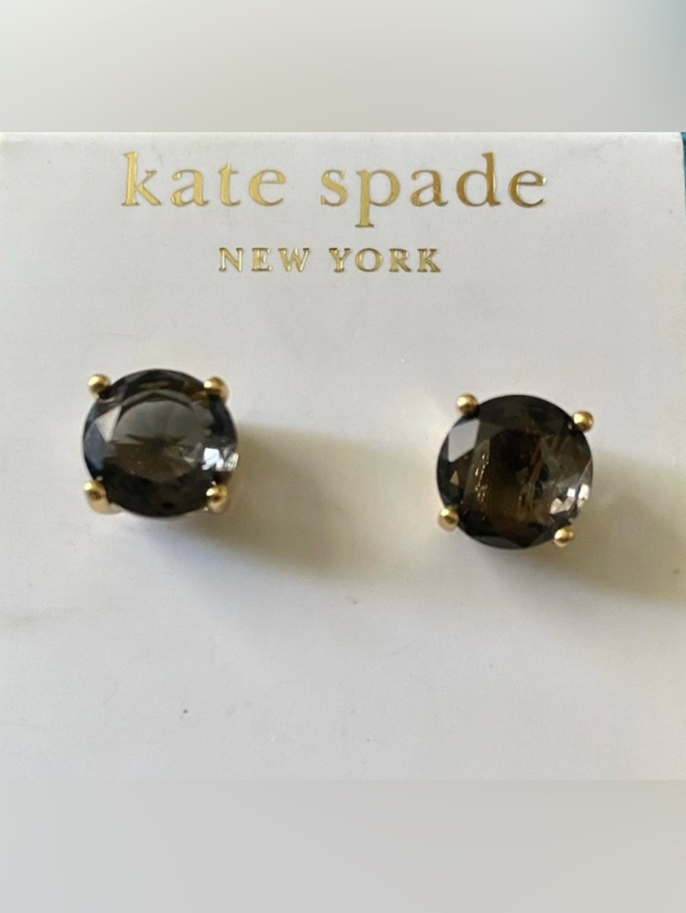 kate spade Smoky Crystal Gold-Tone Round Stud Earrings